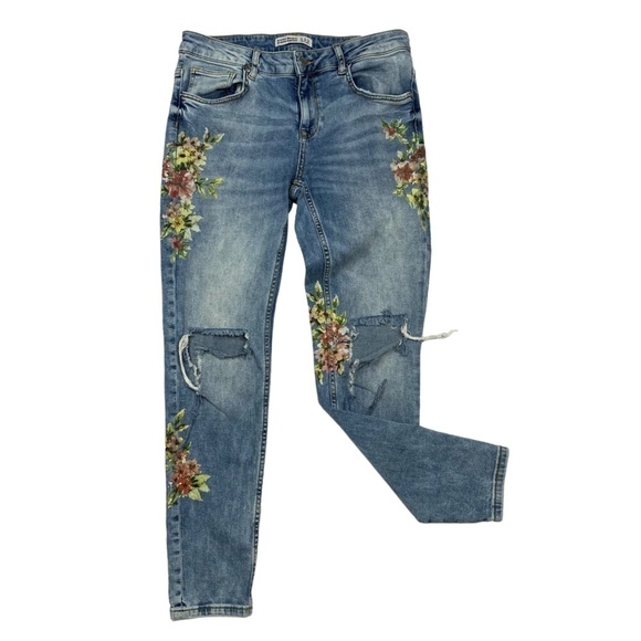 ZARA Slim Leg Floral Jeans 8 - Picture 2 of 8